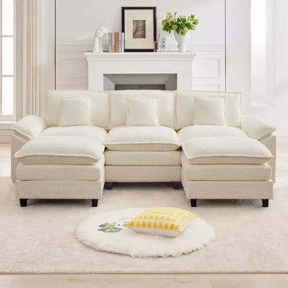 Likepay 105.9 in. Chenille Fabric 5 seat Sectional Sofa with 2 Ottomans
