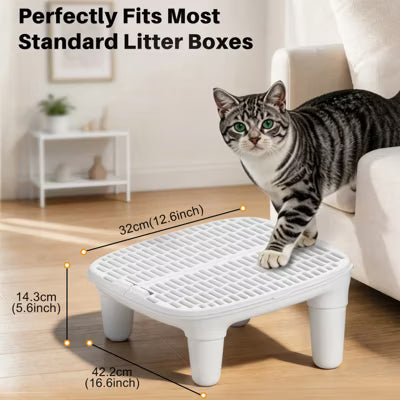Cat Litter Box Step Ramp with Litter Catcher for Senior Cats and Kittens