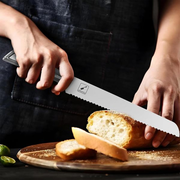 imarku Bread Knife,10 inch Stainless Steel Cake Knife,Bread Knife for Homemade Bread Sourdough, Razor Sharp Blade and Wavy Edge, Baking&Birthday Gifts