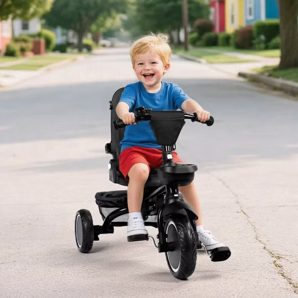 Kinder King 8 in 1 Kids Baby Stroller Tricycle Folding Toddler Trike w/Adjustable Push Handle