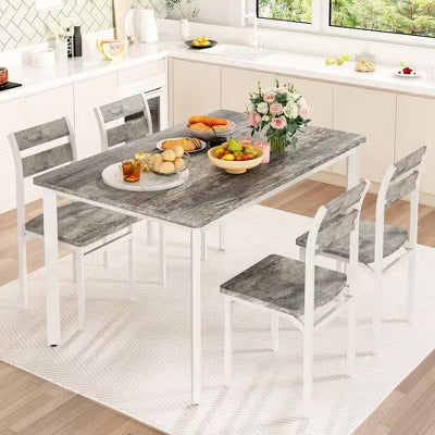 Hooseng 5-Piece Kitchen Table Chairs Set, Dining Table Set for 4, Rectangle Dining Room Table Set with Four Chairs and Wooden Table Top