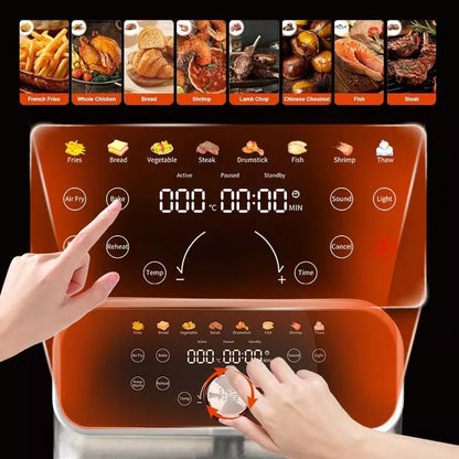 WHALL® 6QT Air Fryer, 8-in-1 Electric Hot Oven with Digital LED Touchscreen, Visible Window, New, Stainless Steel