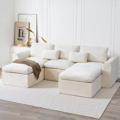 JOYRACER 120" Comfy Cloud Couch U Shaped Sectional Sofa with Two Ottomans