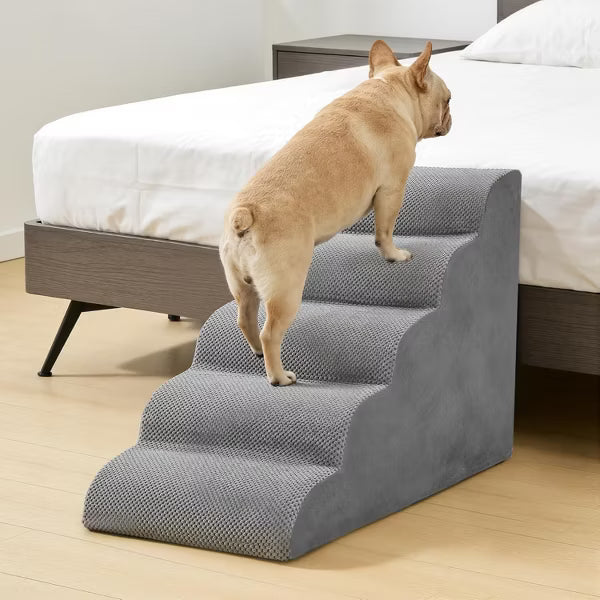 MyDepot High-Density Foam Dog Stairs - Curved Non-Slip Pet Steps for High Beds & Couch, 3/4/5 Step Ramp for Small Dogs