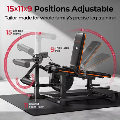 FEIERDUN Leg Extension and Curl Machine, Adjustable Leg Curl Machine, Seated Leg Extension and Lying Curl Machine for Home Gym