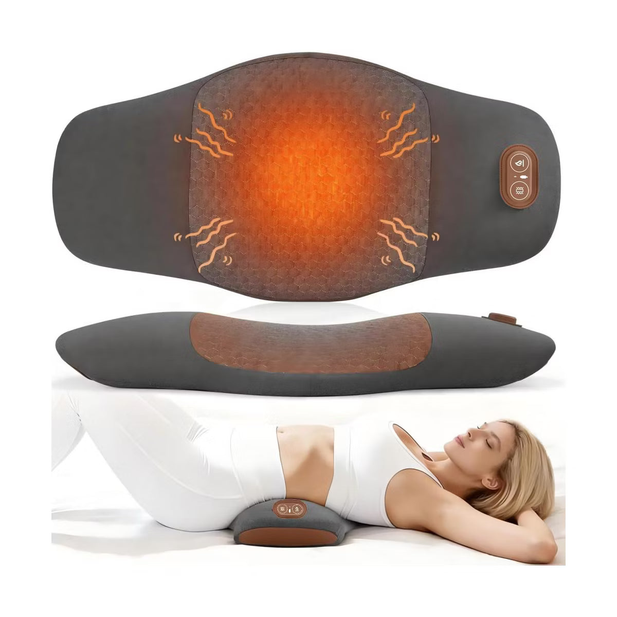 Morfone 3-in-1 Electric Back Heating Massage Lumbar Support Pillow for Car, Home, and Office Use