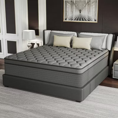 CHEVNI 12-14 Inch Mattress in a box Hybrid Spring Memory Foam Medium Firm Gray