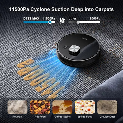Teendow 3-in-1 Robot Vacuum and Mop,11500 Pa,Robotic Vacuum with Smart LiDAR Navigation, 90 Day Self-Emptying,160 Min Runtime,App/Alexa/Voice Control