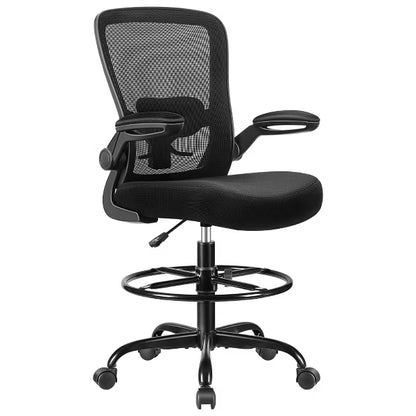 KERDOM Tall Office Chair Ergonomic Standing Desk Chair, Lumbar Support Computer Chair Swivel Task Rolling Chair, Black