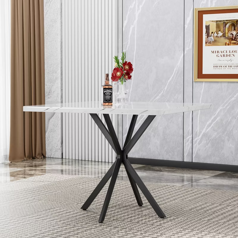 Hooseng Dining Table, Modern Kitchen Table, Dining Table with Adjustable Feet for Dining Room, Living Room