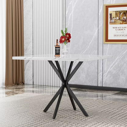 Hooseng Dining Table, Modern Kitchen Table, Dining Table with Adjustable Feet for Dining Room, Living Room