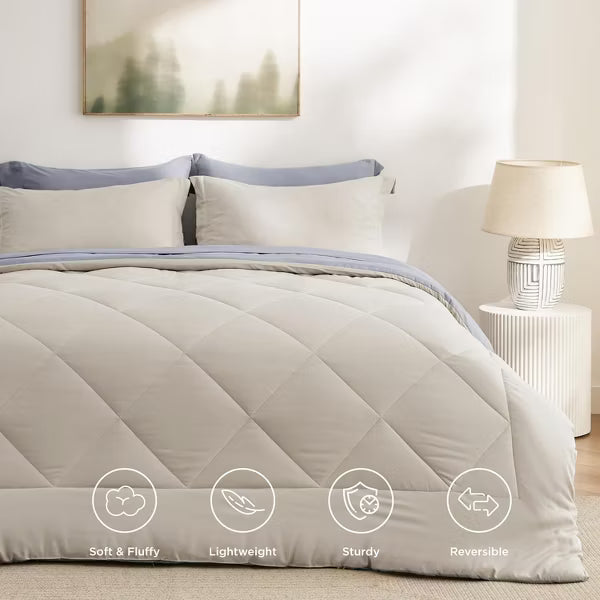 Bedsure Comforter Set - 7 Pieces Reversible Bed Set for All Seasons, Bed in a Bag with Down Alternative Comforter, Sheets, Pillowcases & Shams