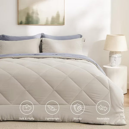 Bedsure Comforter Set - 7 Pieces Reversible Bed Set for All Seasons, Bed in a Bag with Down Alternative Comforter, Sheets, Pillowcases & Shams