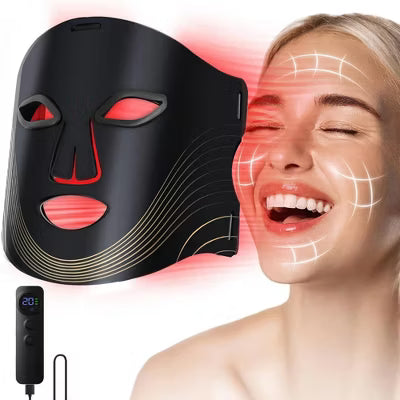 Morfone 4-mode LED facial red light therapy lamp. Portable care set with remote control, suitable for home and travel skin therapy£¨Black£©