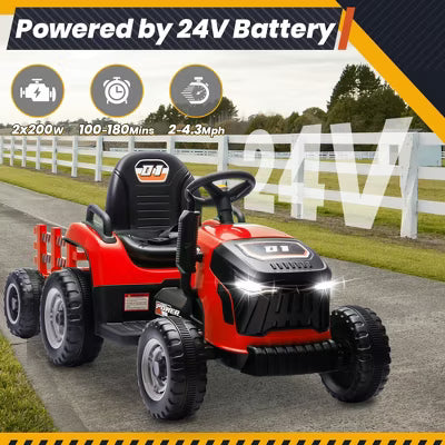 JOYRACER 2WD 24V 2-Seater Electric Ride-On UTV for Kids, 2×75W Motors, Remote Control, LED Lights, Spring Suspension, 3 Speeds & Bluetooth Music