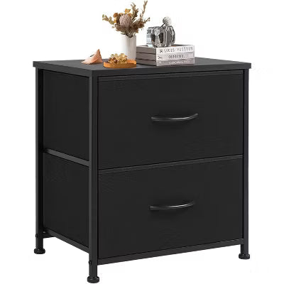 My Depot Nightstand with 2 Fabric Drawers - Wood Top, Steel Frame