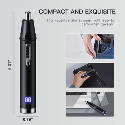 Hoey Ear and Nose Hair Trimmer for Men Women, Travel Portable USB Rechargeable
