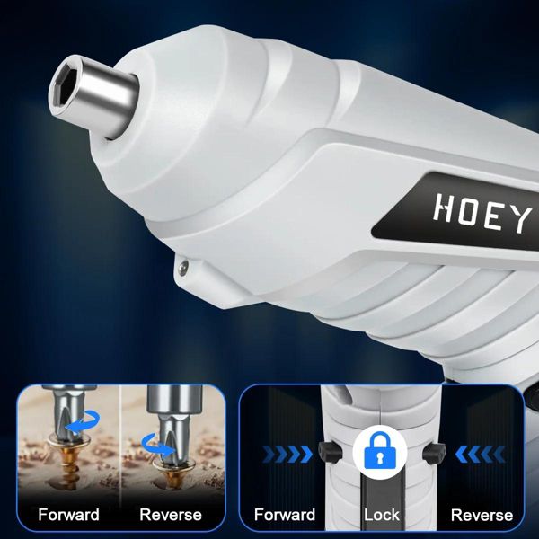 Hoey Cordless Screwdriver, 47 in 1 Electric Screwdriver,Dual Position Handle with USB Cable LED Light for Home Office DIY Tools
