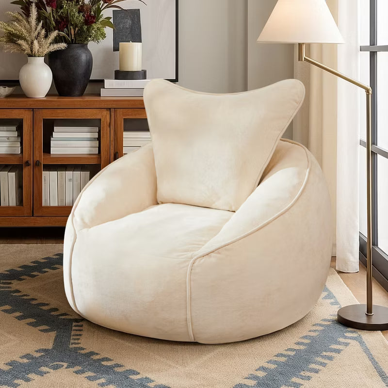 Hooseng 42" Bean Bag Chairs, Big Velvet Bean Bag Couch With Ergonomic Backrest for Adults, Memory Foam Filled Floor Sofa for Reading Playing Relaxing