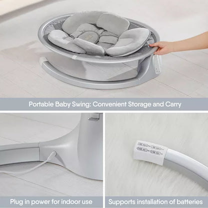 BabyBond Baby Swings for Infants with 10 Preset Lullabies, 5 Point Harness Belt, 5 Speeds and Remote Control