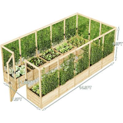AMERLIFE U-Shaped Raised Garden Bed with Deer Proof Fence