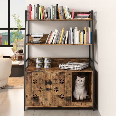 Hooseng Cat Furniture, Large Storage Space Cat Furniture, Furniture Wooden Cat tree, Cat Furniture with 3 Shelves and Doors