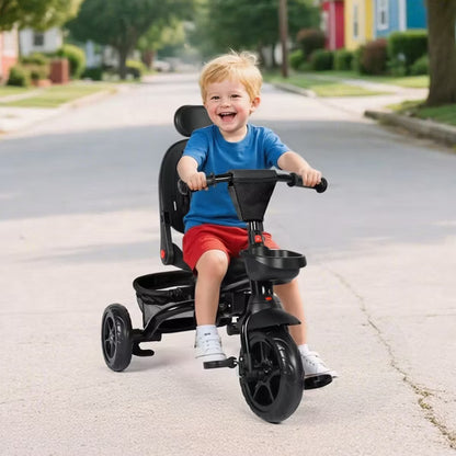 Kinder King 7 in 1 Kids Baby Stroller Tricycle Folding Toddler Trike w/Adjustable Push Handle