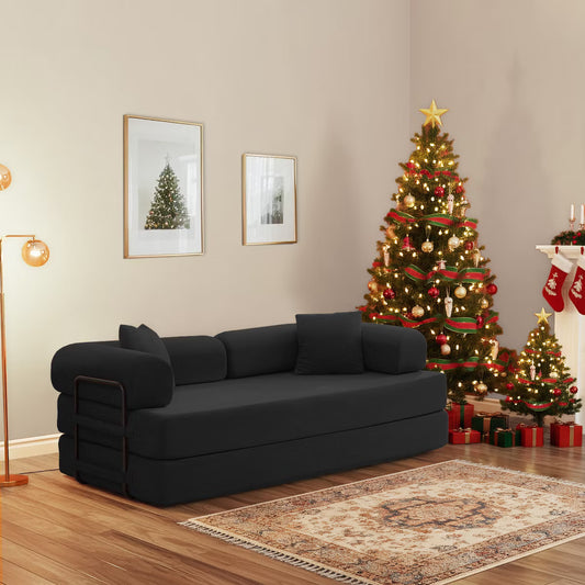 Mjkone Convertible Pull Out Sleeper Sofa Bed with Pillows&Movable armrest,Folding Mattress Couch, Removable Washable Floor Sofa