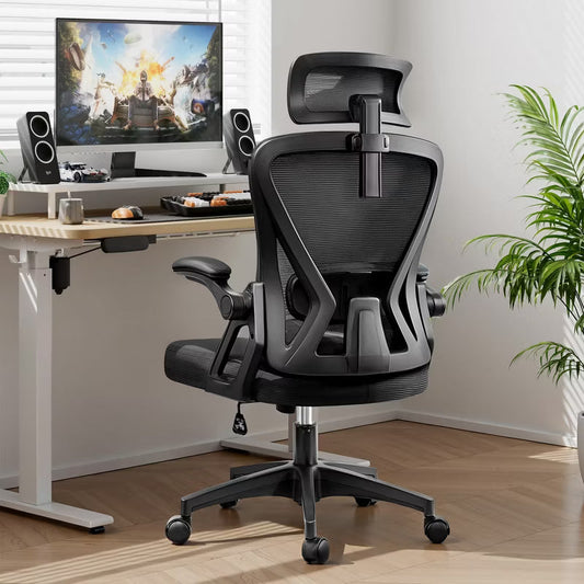 KERDOM Ergonomic Office Chair, Home Office Desk Chair with Headrest, Lumbar Support, Black