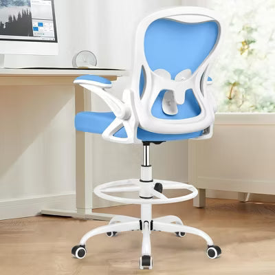 KERDOM Tall Office Chair Ergonomic Standing Desk Chair, Lumbar Support Computer Chair Swivel Task Rolling Chair, Blue