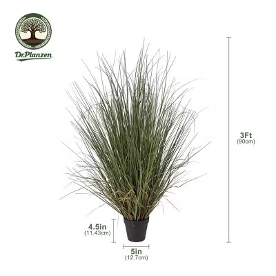Artificial Onion Grass Potted Plant - Faux Greenery for Indoor Home Decor - Realistic Fake Reeds for Modern Farmhouse