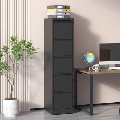 Yukimo Vertical File Cabinet with Lock, 64"H Steel Metal Filing Cabinet, Full Extension Silent Slides, Anti-Tilt Design