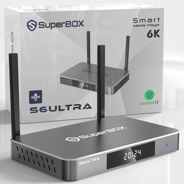 Super Box - Fully Loaded 6K Android TV Box, Loaded with WiFi 6 & Voice Remote TV Streaming Stick Devices