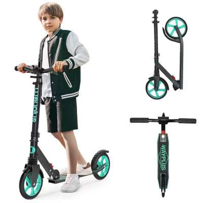 FED FITNESS Foldable Kick Scooter for Kids, Teens & Adults (Ages 6+), 240 LBS Max Load, 8IN Big Wheels, 4 Adjustable Heights, ABEC9 Bearings
