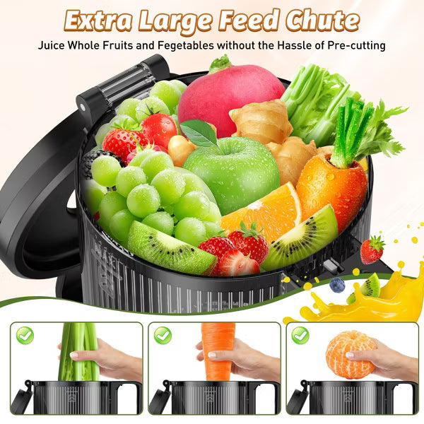 Cold Press Juicer Professional Slow Masticating Juicer for Whole Vegetables & Fruits with High Juice Yield Pink
