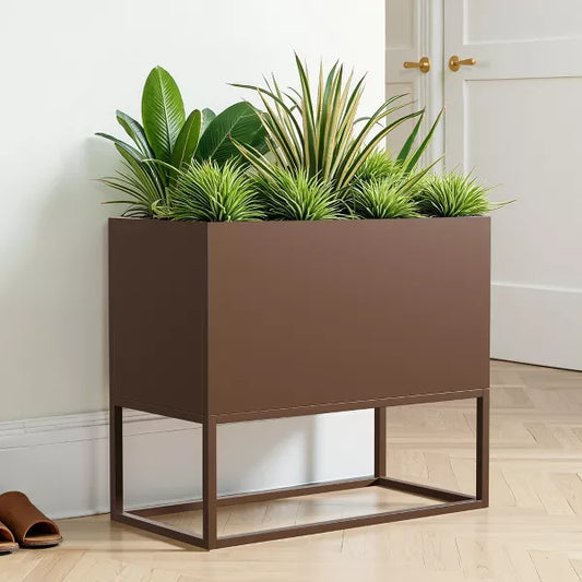 Wooakway Outdoor/Indoor/Decor Metal Elevated Raised Garden Bed Planter Box Planter Pots Cachepot Nursery Pot