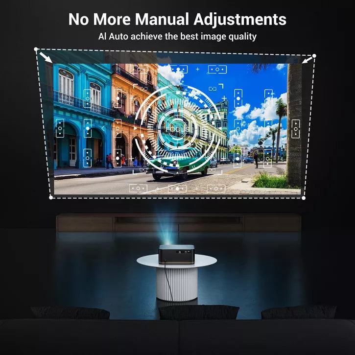 2000 ANSI 4K Full HD Projector with WiFi and Bluetooth, HAPPRUN Movie Home Theater with Auto Focus