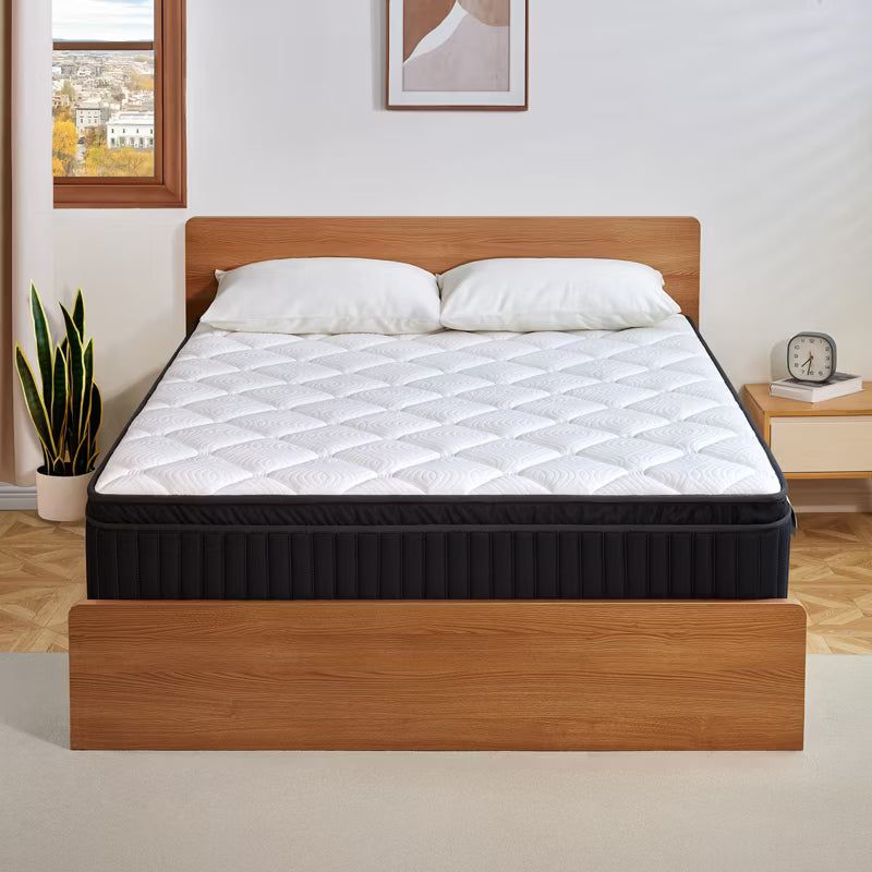 Swedrea Hybrid Mattress Breathable Medium Cooling Memory Foam Bed-in-a-Box White