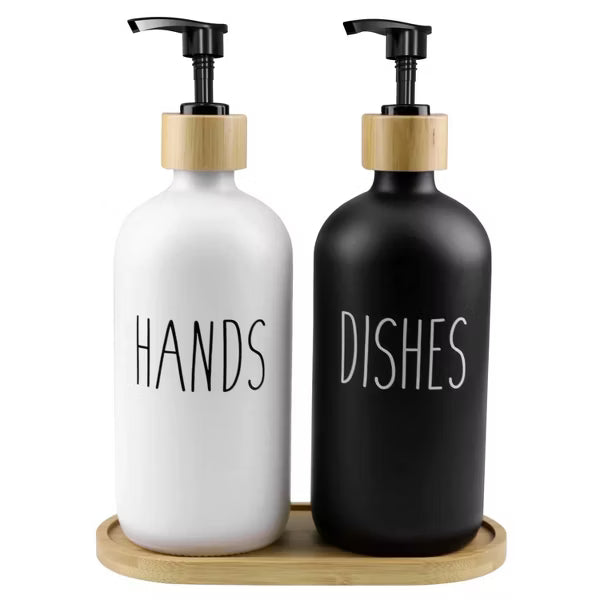 Kitchen Soap Dispenser Set, 2 Pack 17 Oz Hand and Dish Bathroom Soap and Lotion Dispensers
