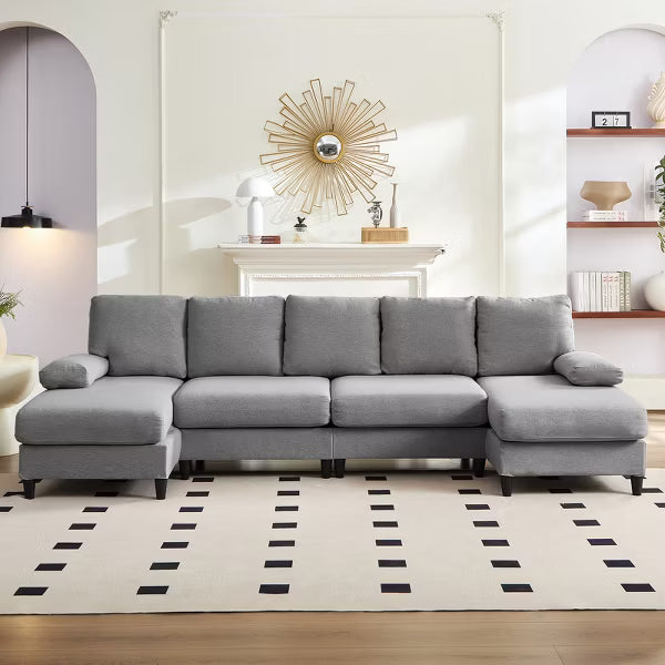 Mjkone U Shaped Sectional Sofa, 4-Seat Modular Sofa, Living Room Modern Couch with Chaise