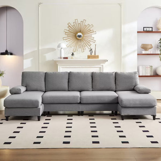 Mjkone U Shaped Sectional Sofa, 4-Seat Modular Sofa, Living Room Modern Couch with Chaise