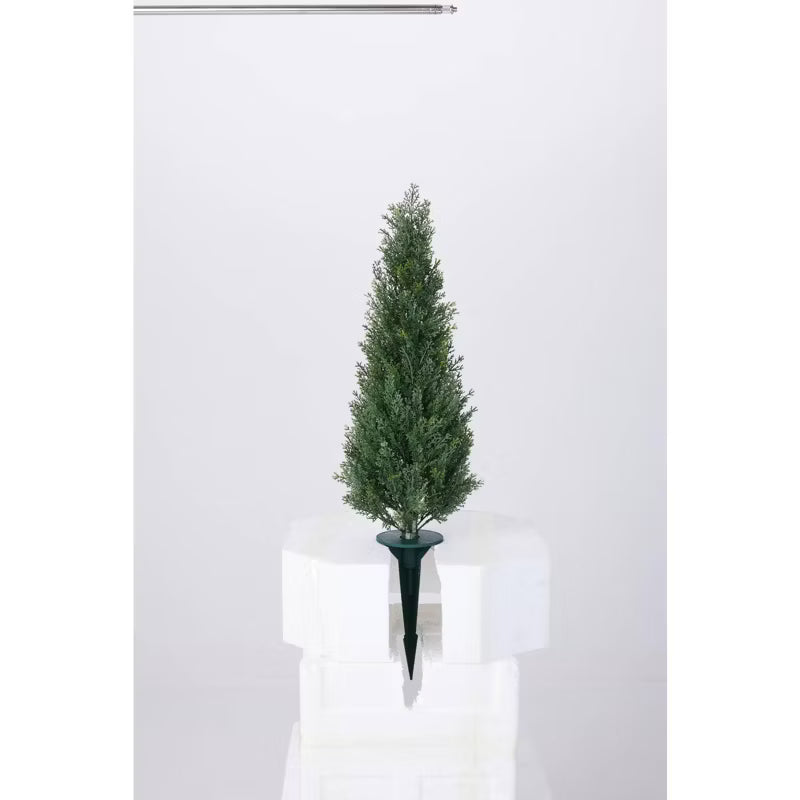 Dr.Planzen UV Resistant Artificial Cypress Tree with Stake, Lifelike Faux Evergreen Plant for Decor, Fake Cedar Tree for Outdoor Garden Yard