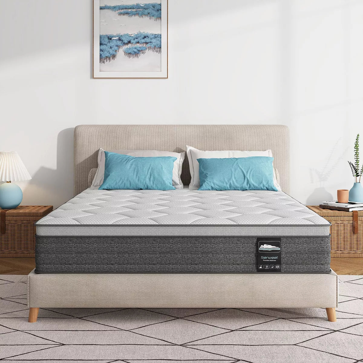 Serweet 10 inch 5-Zone Fiberglass-Free Mattress - Compatible with Platform Bed, Box Spring, or Slat Base