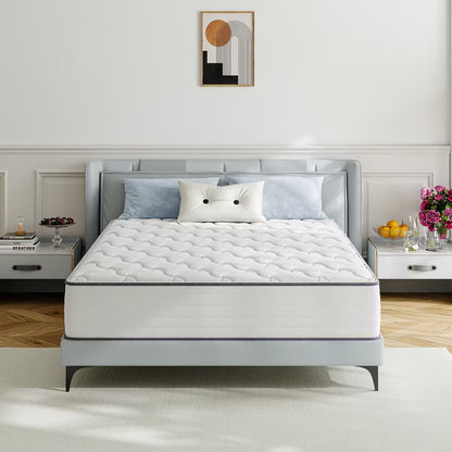 Swedrea Hybrid Mattress Medium Cooling Memory Foam Bed-in-a-Box, White