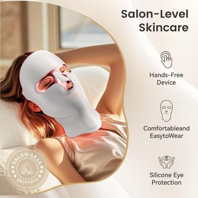 Morfone 7-Color LED Adjustable Brightness Wireless Charging Facial Light Therapy Mask #White 1 piece