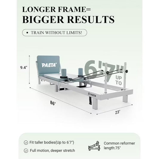 PAETA Pilates Reformer, Foldable Reformer Pilates Machine with Music Wire Springs, Pilates Equipment for Home Workouts with Jump Board