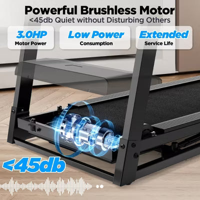 3HP Folding Electric Treadmill with Incline, App Control, Bluetooth Speaker & LED Display, 64 Programs
