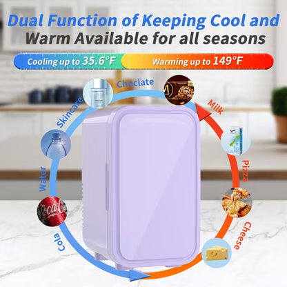 YASHE Mini Fridge, 6 Liter/8 Can 110V AC/DC Portable Thermoelectric Cooler Refrigerators for Bedroom, Skincare, Beverage, Office, Dorm Room and Car