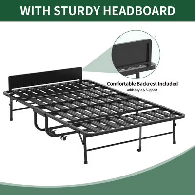 VIYET Folding Guest Bed with Adjustable Headboard, 5" Memory Foam Mattress, 450LB Heavy Duty Rollaway Bed for Adults