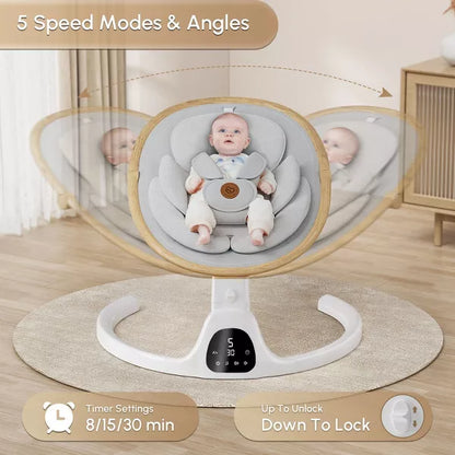 BabyBond Baby Swings for Infants Bluetooth Infant Swing with 5 Speeds & Positions,12 Preset Lullabies and Remote Control